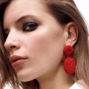 Zara Red Beaded Detail Earrings